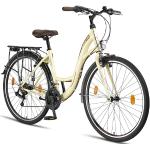Licorne Bike Stella Premium City Bike in 24,26 und 28 Zoll - Fahrrad für Mädchen, Jungen, Herren und Damen - 21 Gang-Schaltung - Hollandfahrrad Citybike (28 Zoll, Beige)