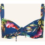 Reduzierte Blaue Blumenmuster LIDEA BY MARYAN MEHLHORN Bikini-Tops aus Polyamid mit verstellbaren Trägern für Damen Größe M 