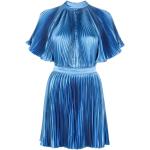 Royalblaue Plisseekleider mit Reißverschluss aus Satin für Damen 