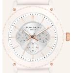Weiße Liebeskind Damenarmbanduhren Dornschließe aus Silikon mit Kunststoff-Uhrenglas mit Silikonarmband 