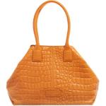 Orange Lederhandtaschen aus Rindsleder für Damen 