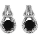 Silberne Diamant Ohrringe mit Onyx für Damen 