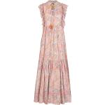 Fliederfarbene Ärmellose Lieblingsstück Maxi V-Ausschnitt Sommerkleider mit Rüschen aus Viskose für Damen Größe S 