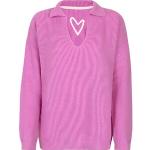 Pinke Bestickte Lieblingsstück Nachhaltige V-Ausschnitt Wollpullover aus Polyamid für Damen Größe XS 