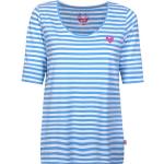 Blaue Gestreifte Casual Kurzärmelige Lieblingsstück Nachhaltige Rundhals-Ausschnitt T-Shirts aus Jersey für Damen Größe XS 