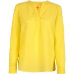 Reduzierte Gelbe Unifarbene Langärmelige Lieblingsstück Nachhaltige V-Ausschnitt Blusenshirts & Schlusen aus Baumwolle für Damen Größe L 