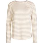 Beige Gestreifte Casual Langärmelige Lieblingsstück Nachhaltige Rundhals-Ausschnitt Damensweatshirts aus Baumwolle Größe XS für den für den Herbst 