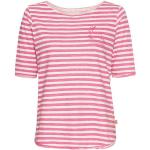 Reduzierte Pinke Gestreifte Kurzärmelige Lieblingsstück Nachhaltige Rundhals-Ausschnitt T-Shirts aus Baumwolle für Damen Größe XXL 