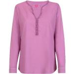 Reduzierte Pinke Unifarbene Casual Langärmelige Lieblingsstück Nachhaltige V-Ausschnitt Tunika-Blusen für Damen Größe M 