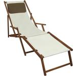 Erst-Holz Liegestuhl weiß Fußablage u Kissen Deckchair klappbar Sonnenliege Holz Gartenliege 10-303 F KD - 10-303FKD