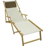 Erst-Holz Liegestuhl weiß Fußablage u Kissen Deckchair klappbar Sonnenliege Holz Gartenliege 10-303NFKD - 10-303NFKD