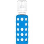 Blaue Lifefactory Babyflaschen 250ml aus Glas 