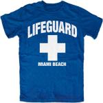 Lifeguard Miami Beach T-Shirt BLAU David Hasselhoff,Kult,Miami,Florida,Baywatch