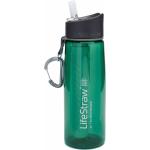 LifeStraw Trinkflasche Go mit Wasserfilter, Verschluss mit Silikonmundstück, Karabiner grün - 650 ml