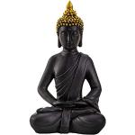 Schwarze Moderne 18 cm Buddha Figuren aus Kunststein 
