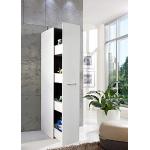 lifestyle4living | Moderner Apothekerschrank Weiß mit Auszug | 54 cm Tiefe | 4 Einteilungen | Hochschrank 185 cm Höhe