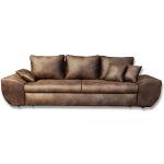lifestyle4living Big Sofa, braun, mit Schlaffunktion, Bettkasten, Vintage Look, Microfaser | XXL Couch | Großes Relexsofa | Megasofa