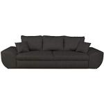lifestyle4living Big Sofa in schwarz mit Schlaffunktion und Bettkasten, Microfaser | XXL Couch inkl. 3 extragroßen Rücken-Kissen und hochwertiger Federung