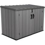 Anthrazitfarbene Lifetime Outdoor Storage 3er-Mülltonnenboxen aus Kunststoff mit Deckel 