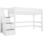Weiße LIFETIME Kidsrooms Hochbetten mit Treppe lackiert aus Massivholz 90x200 