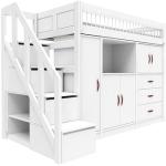 Weiße LIFETIME Kidsrooms Hochbetten mit Treppe Lackierte aus Massivholz mit Schublade 90x200 