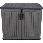 Graue Lifetime Outdoor Storage 2er-Mülltonnenboxen aus Kunststoff mit Deckel 
