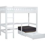 Weiße Moderne LIFETIME Kidsrooms Hochbetten mit Schreibtisch aus Massivholz 90x200 