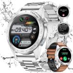 Silberne Wasserdichte Smartwatches mit Bluetooth mit Pulsmesser für Herren 