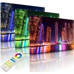 Weiße LED Bilder & Leuchtbilder mit Skyline-Motiv aus MDF 60x80 