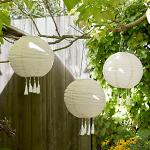Lights4fun 3er Set LED Solar Lampions mit Fransen 35cm Solarlampen für Außen Deko Garten Balkon Deko