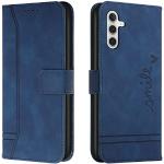 Blaue Samsung Galaxy A05s Hüllen Art: Flip Cases mit Bildern aus Glattleder stoßfest für Herren 