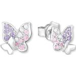 Fliederfarbene Schmetterling Ohrringe mit Insekten-Motiv glänzend mit Zirkonia für Mädchen 