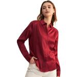 Bordeauxrote Vintage Langärmelige Lilysilk V-Ausschnitt Festliche Blusen aus Seide für Damen Größe XL 