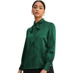 Smaragdgrüne Elegante Langärmelige Lilysilk Festliche Blusen aus Seide für Damen Größe M 