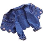 Blaue Atmungsaktive Mini Kurze Jeansjacken für Kinder aus Denim für Mädchen Größe 128 