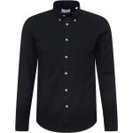 Schwarze Unifarbene Langärmelige Button Down Kragen Herrenlangarmhemden Größe XXL 