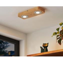 Lindby Mikari LED-Deckenleuchte aus Holz, 2-fl.