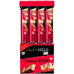 Lindt Schokolade HELLO Sticks Strawberry Cheesecake | 24 x 39 g Riegel | Vollmilch-Schokoladen Sticks mit Erdbeer-Quarkcrème-Füllung | Großpackung | Schokoladengeschenk | Schokoriegel