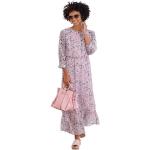 Bunte Langärmelige Linea Tesini Maxi Rundhals-Ausschnitt Sommerkleider aus Polyester für Damen Größe XS 