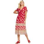 Rote Kurzärmelige Linea Tesini Maxi V-Ausschnitt Sommerkleider aus Viskose für Damen Größe XS 