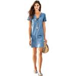Blaue Unifarbene Kurzärmelige Linea Tesini Mini Rundhals-Ausschnitt Minikleider & kurze Kleider aus Lyocell für Damen Größe XS 