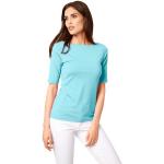 Blaue Kurzärmelige Linea Tesini U-Boot-Ausschnitt T-Shirts aus Polyamid für Damen Größe XS 1-teilig 