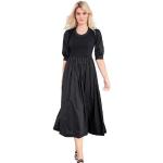Schwarze Unifarbene Kurzärmelige Linea Tesini Maxi Rundhals-Ausschnitt Sommerkleider aus Baumwolle für Damen Größe XS 
