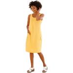Gelbe Unifarbene Ärmellose Linea Tesini Midi Rundhals-Ausschnitt Midikleider & knielange Kleider mit Reißverschluss aus Leinen für Damen Größe XS 