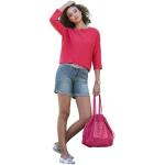 Rote Unifarbene Oversize 3/4-ärmelige Linea Tesini Strickpullover aus Baumwolle für Damen Größe XS 