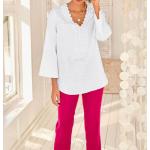 Beige Linea Tesini V-Ausschnitt Festliche Blusen aus Spitze für Damen Größe M 