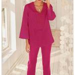 Pinke Elegante Linea Tesini V-Ausschnitt Festliche Blusen aus Spitze für Damen Größe XS 