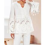 Beige Linea Tesini Festliche Blusen mit Quasten aus Baumwolle für Damen Größe M 