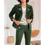 Grüne Linea Tesini Übergangsjacken mit Strass aus Leder für Damen Größe M 