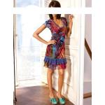 Bunte Ärmellose Linea Tesini Freizeitkleider mit Volants aus Baumwolle für Damen Größe XS für den für den Sommer 
